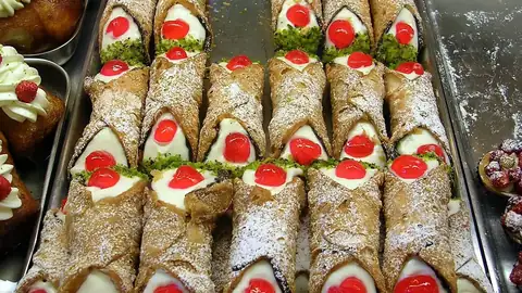Cannoli with cherries